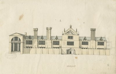 Blithfield Hall: टिंटेड पेन ड्राइंग, nd [18 प्रतिशत] (ड्राइंग) द्वारा स्टीबिंग शॉ