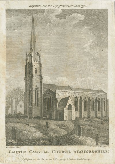 क्लिफ्टन कैंपविले चर्च: उत्कीर्णन, एनडी [1790] द्वारा स्टीबिंग शॉ