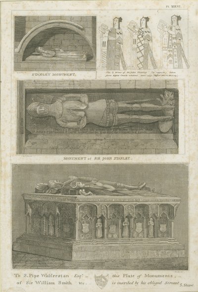 एलफोर्ड चर्च - &39;द स्टेनली स्मारक&39;: उत्कीर्णन, एनडी [ 19 वां प्रतिशत] (प्रिंट) द्वारा स्टीबिंग शॉ