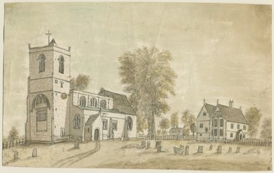 हनबरी चर्च: वाटर कलर पेंटिंग, 1791 द्वारा स्टीबिंग शॉ