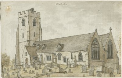 Rugeley चर्च (पुराना): पानी के रंग पेंटिंग, एन डी [1762-1802] (पेंटिंग) द्वारा स्टीबिंग शॉ