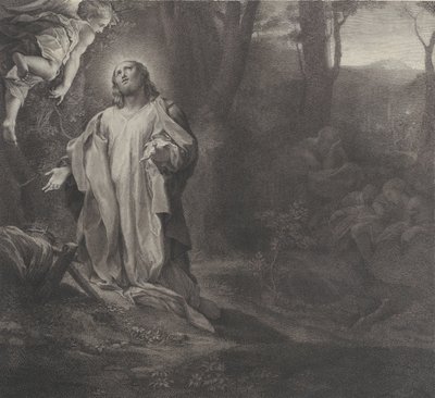1783-1812, जैतून के पहाड़ पर मसीह, ऊपरी बाएँ पर एक देवदूत के साथ। द्वारा स्टेफानो टोफानेली