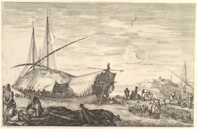 एक गैली बाएं, छह तोपों और चार लोगों को अग्रगामी में छोड़ दिया गया ..., ca. 1652-1657। द्वारा स्टेफानो डेला बेला