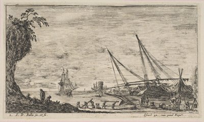 प्लेट 1: जहाजों के साथ बंदरगाह, 'सीस्केप्स' पेसेजेस मैरीटाइम्स से, सीए। 1644. द्वारा स्टेफानो डेला बेला