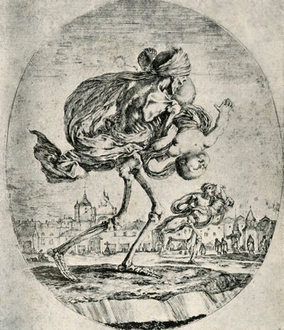 स्टेफ़ानो डेला बेला, 1906 द्वारा सेट ऑफ़ फाइव डेथ्स से नक़्क़ाशी का प्रजनन। द्वारा स्टेफानो डेला बेला