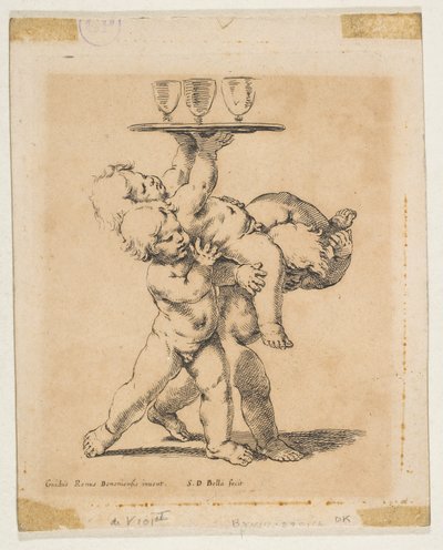 एक ट्रे के साथ तीन बच्चे, ca. 1638. द्वारा स्टेफानो डेला बेला