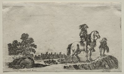 विभिन्न आंकड़े और परिदृश्य: एक खोया घुड़सवार मार्ग, 1649 में प्रवेश करते हुए। द्वारा स्टेफानो डेला बेला