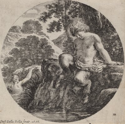 एक धारा के तट पर युवा व्यंग्यकार, 1656। द्वारा स्टेफानो डेला बेला