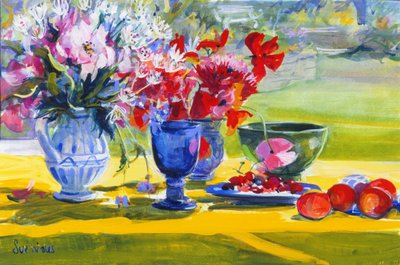 बगीचे की मेज पर Midsummer फूल, 1993 द्वारा Sue Wales
