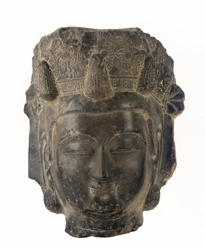 एक बोधिसत्व के प्रमुख, 581-618 (गहरे भूरे रंग का चूना पत्थर) द्वारा Sui Dynasty Chinese School