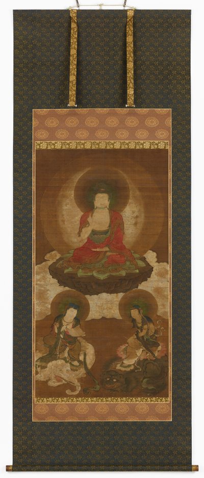 बौद्ध त्रय: शाक्यमुनि, मंजुश्री और सामंतभद्र, ईदो काल, मध्य 17वीं-प्रारंभिक 18वीं शताब्दी। द्वारा सुमियोशी गुकेइ