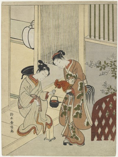 प्रेमी एक मुर्गा के साथ एक मुर्गा, सी 1767 द्वारा Suzuki Harunobu