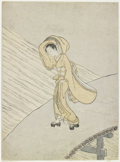 फ़ूजीवाड़ा का टीओटी नो टिका की कविता क्रॉसिंग द सनो, 1765 द्वारा सुज़ुकी हरुनोबु