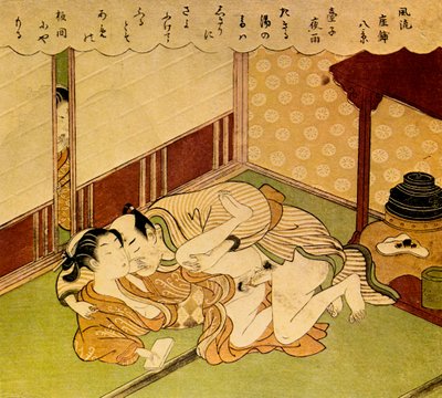 दो प्रेमी, c1750। द्वारा सुज़ुकी हरुनोबु