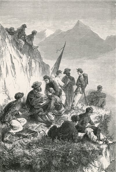 पहाड़ों में वानस्पतिक छात्र द्वारा स्विस स्कूल