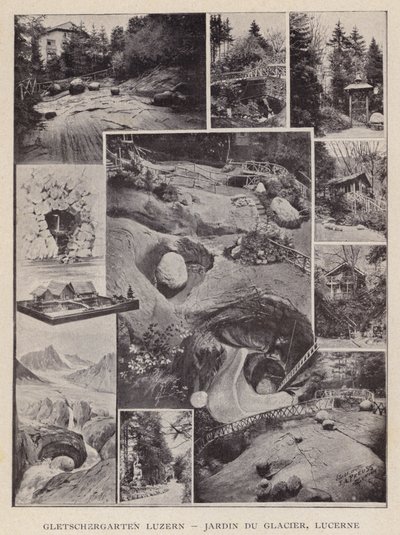 ल्यूसर्न ग्लेशियर गार्डन, जार्डिन डू ग्लेशियर, ल्यूसर्न (उत्कीर्णन) द्वारा स्विस स्कूल