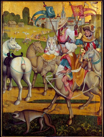 द राइडिंग ऑफ़ द मैगी किंग्स पेंटिंग ऑफ़ द स्विस स्कूल। 1460 लगभग। डिजॉन, ललित कला संग्रहालय द्वारा स्विस स्कूल