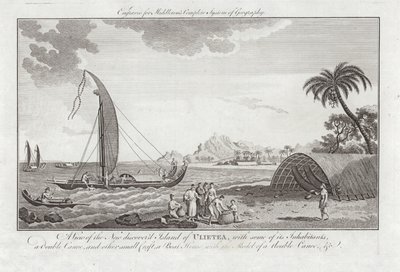 कुछ निवासियों के साथ उल्एटा के नए खोजे गए द्वीप का एक दृश्य द्वारा सिडनी पार्किंसंस