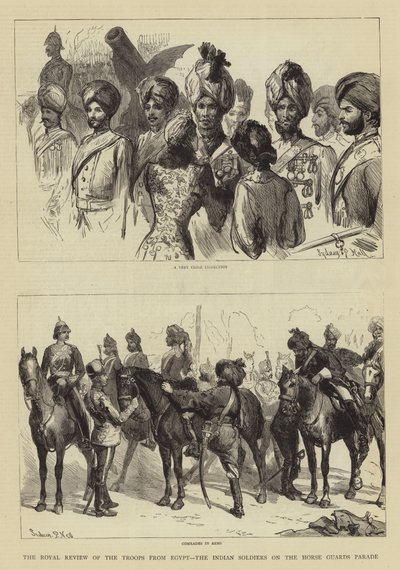मिस्र से सैनिकों की शाही समीक्षा, हॉर्स गार्ड परेड पर भारतीय सैनिक द्वारा सिडनी प्रायर हॉल