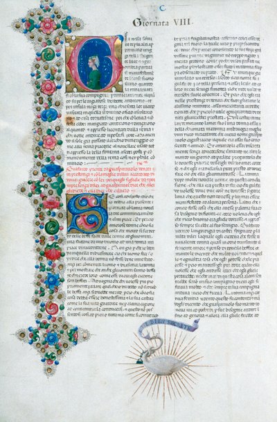 डेकोएरन से प्रकाशित पांडुलिपि पृष्ठ, जियोवन्नी बोकाशिको, इतालवी, c1467 द्वारा। द्वारा तदेदेव क्रिवल्लि