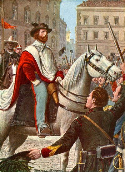 गैरीबाल्डी और उनके स्वयंसेवक बल 1849 में रोम की रक्षा के लिए प्रवेश करते हैं द्वारा टेंक्रेडी स्कार्पेलि