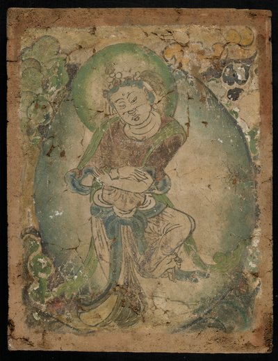 नृत्य आंकड़ा, किज़िल, झिंजियांग प्रांत, 600-800 (प्लास्टर पर वर्णक) द्वारा Tang Dynasty Chinese School
