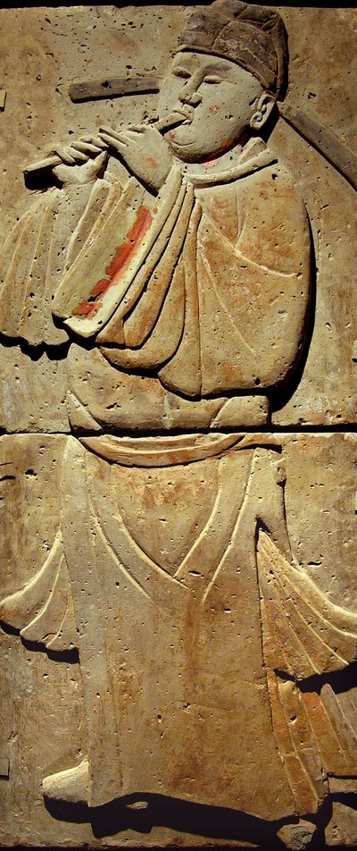 संगीतकार, तांग राजवंश (618-907) के साथ टेराकोटा स्टील, शानक्सी प्रांत में खोजा गया, जियान में स्टेल्स वन संग्रहालय। फोटोग्राफी, लियोनार्ड डी सेल्वा, चीन, 2006। द्वारा तांग राजवंश चीनी स्कूल