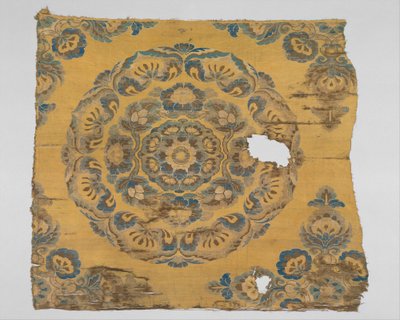 पुष्प पदक के साथ कपड़ा, c.800 द्वारा तांग राजवंश चीनी स्कूल