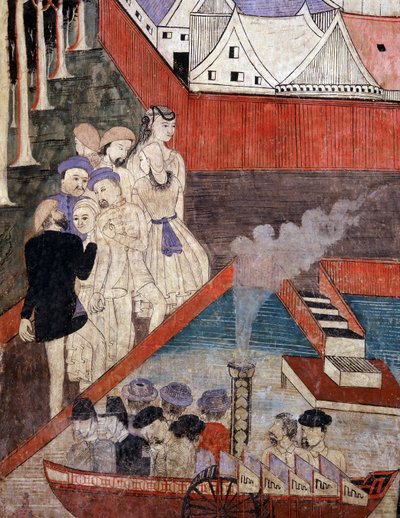 विदेशी व्यापारियों और चीनी व्यापारियों (भित्ति) द्वारा थाई स्कूल