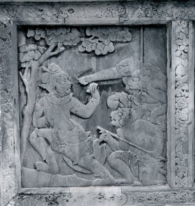 रामाकीन (रामायण) को दर्शाती राहत की एक श्रृंखला द्वारा Thai School
