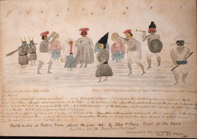 देहरादून में गोरखा जीवन का स्केच, c.1821 (कागज पर पानी के रंग का) द्वारा माननीय। फ्रेडरिक शोर