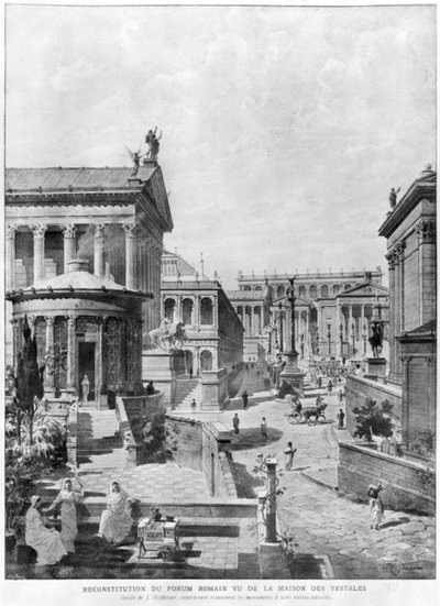 पुरातनता का रोमन फोरम, 1914 (बीडब्ल्यू उत्कीर्णन) द्वारा थियोडोर जोसेफ ह्यूबर्ट हॉफबॉयर