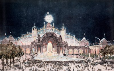 यूनिवर्सल प्रदर्शनी, बिजली और पानी के महल का दृश्य, पेरिस (प्रिंट () द्वारा थियोडोर जोसेफ ह्यूबर्ट हॉफबॉयर