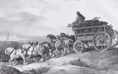कोल वैगन [sic.] घोड़ों द्वारा खींचा गया, 1822। द्वारा थियोडोर गेरिकौल्ट