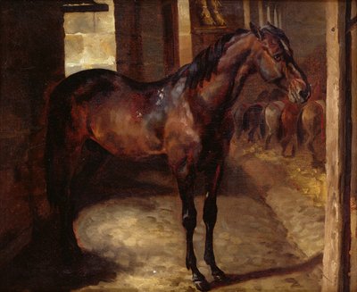 स्थिर में डार्क बे हॉर्स द्वारा Theodore Gericault