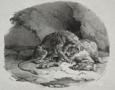 एक शेर, 1823 द्वारा घोड़ों का भक्षण। द्वारा थियोडोर गेरिकौल्ट