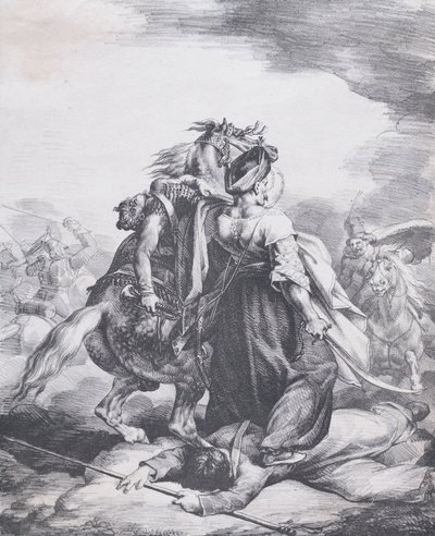 मामलुक ने एक घायल ट्रम्पेटर का बचाव किया, 1818। द्वारा थियोडोर गेरिकौल्ट