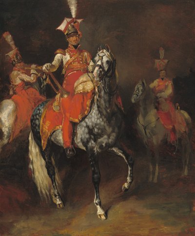 नेपोलियन के इंपीरियल गार्ड के घुड़सवार ट्रम्पेटर्स, 18131814। द्वारा थियोडोर गेरिकौल्ट