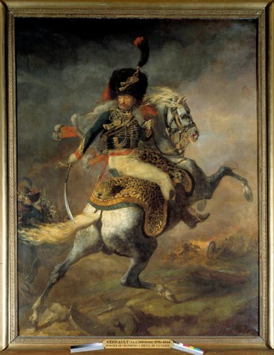 थियोडोर गेरिकॉल्ट (1791-1824) 1812 सन द्वारा इम्पीरियल गार्ड चार्ज पेंटिंग के हॉर्सबैक पर हंटर्स के अधिकारी। 3,49x2,66 वर्ग मीटर द्वारा थियोडोर गेरिकौल्ट