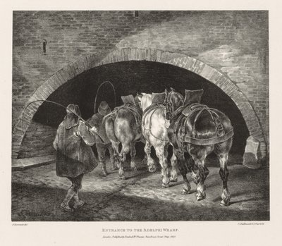 लाइफ एंड स्टोन से विभिन्न विषय: एडेल्फी व्हार्फ में प्रवेश, 1821। द्वारा थियोडोर गेरिकौल्ट