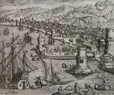 अमेरिका (1541), कैनरी द्वीप समूह की अपनी यात्रा के दौरान लास पालमास के बंदरगाह में गिरोलामो बेंजोनी का आगमन, थियोडोर डी ब्राय द्वारा उत्कीर्ण (1528-1598) द्वारा थियोडोर डी ब्राय