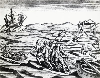 थियोडोर डी ब्राय (1528-1598) द्वारा उत्कीर्णन द्वारा पूर्वोत्तर मार्ग की खोज में विलियम बैरेंट्स (सीए 1550-1597) के नेतृत्व में अभियान, पेरेग्रिनेशन्स से द्वारा थियोडोर डी ब्राय