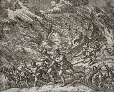 सांता मारिया, क्रिस्टोफर कोलंबस की कारवेल में डूबने वाला तूफान द्वारा थियोडोर डी ब्राय