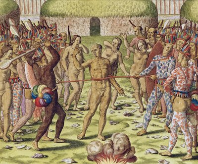 Topinambous Indian, 1562 द्वारा एक शत्रु का शोषण द्वारा थियोडोर डी ब्राय