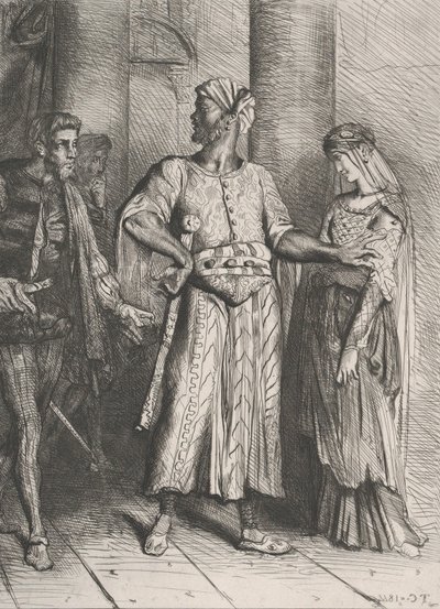 ऑनेस्ट इयागो, माई डेसडेमोना मस्ट आई डोव टू यू: ओथेल से प्लेट 4..., 1844 में उत्कीर्ण, 1900 में पुनर्मुद्रित। द्वारा थियोडोर चेसियारौ