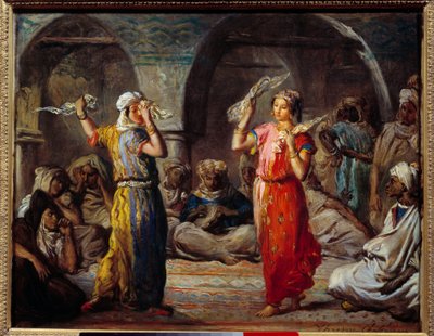 ओरिएंटलिज्म: "" टिश्यू डांस: मोरक्कन डांसर्स"" थिओडोर चेसेरियु (1819-1856) द्वारा 19वीं सदी के सूर्य द्वारा पेंटिंग। 0,32x0,4 वर्ग मीटर द्वारा थियोडोर चेसियारौ