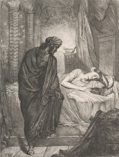 फिर भी उसे मरना चाहिए: ओथेलो एक्ट 5 से प्लेट 11, दृश्य 2, 1844 में उकेरा गया, 1900 में पुनर्मुद्रित। द्वारा थियोडोर चेसियारौ
