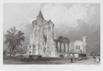 क्रॉयलैंड एबे, लिंकनशायर (उत्कीर्णन) द्वारा थॉमस (बाद) अलोम