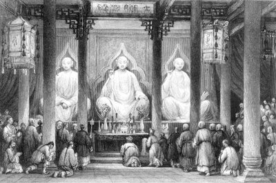 हुनान, कैंटन में महान मंदिर, ए विलमोर द्वारा उकेरा गया (उत्कीर्णन) द्वारा थॉमस (बाद) अलोम