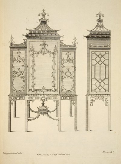 एक चीन मामले के लिए डिजाइन, पब। 1753 (उत्कीर्णन) द्वारा थॉमस (बाद में) चिप्पेंडेल